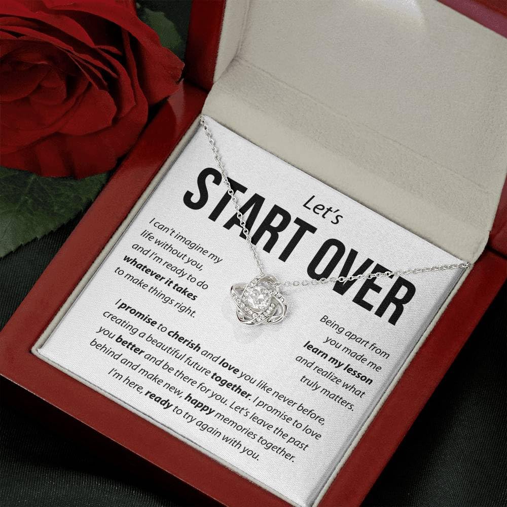 Start Over Necklaces, To My Soulmate Necklace For Women, Gift For Girlfriend, Personalized Birthday Gift For Her Anniversary Valentine, To My Wife Necklace From Husband (Luxury Led Box, Silver)