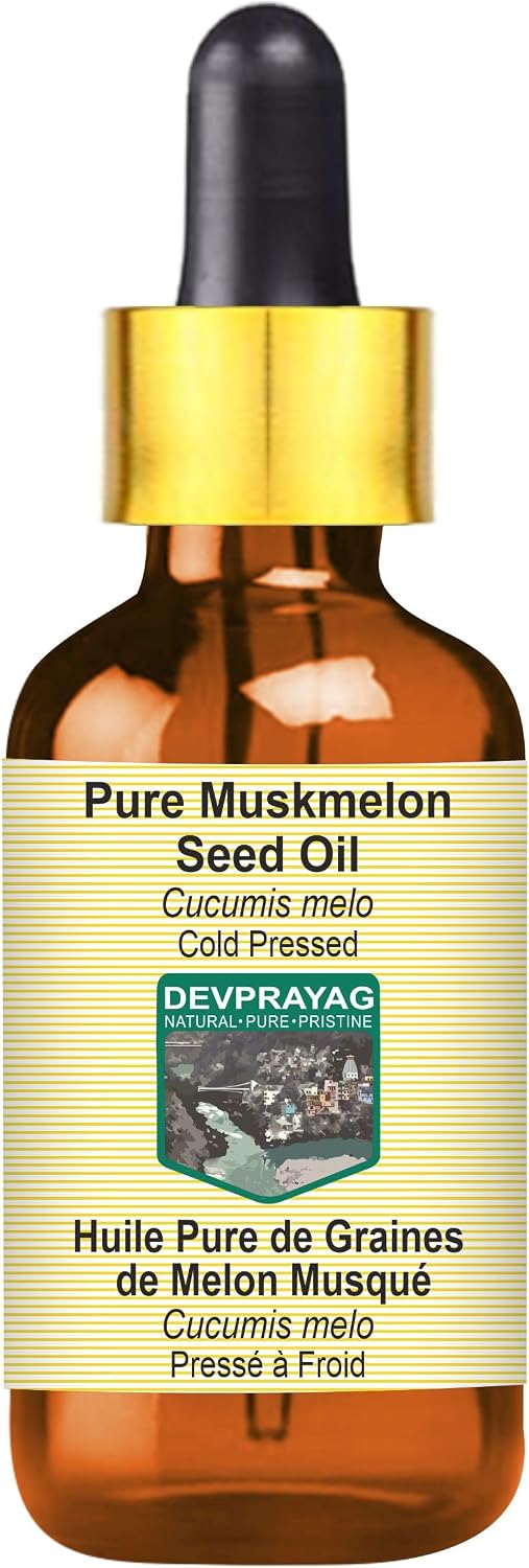 Muskmelon Seed Oil (Cucumis melo) with Glass Dropper | Cold Pressed | Pure | Natural | For Diluting Essential oils | For Skin & Massage | Non-Sticky| Lightweight| Unisex | 15ml (0.50 oz)