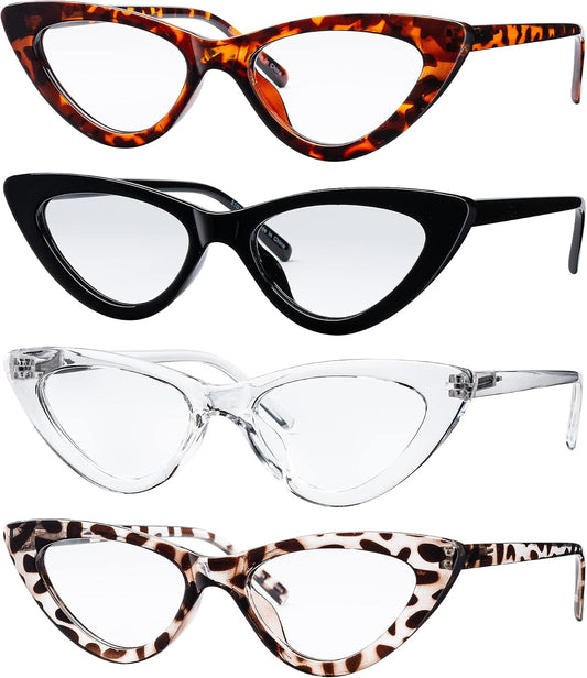 Yogo Vision Reading Glasses Blue Light Blocking Cat Eye Eyeglasses Computer Readers Anti Eyestrain for Women 4 Pk