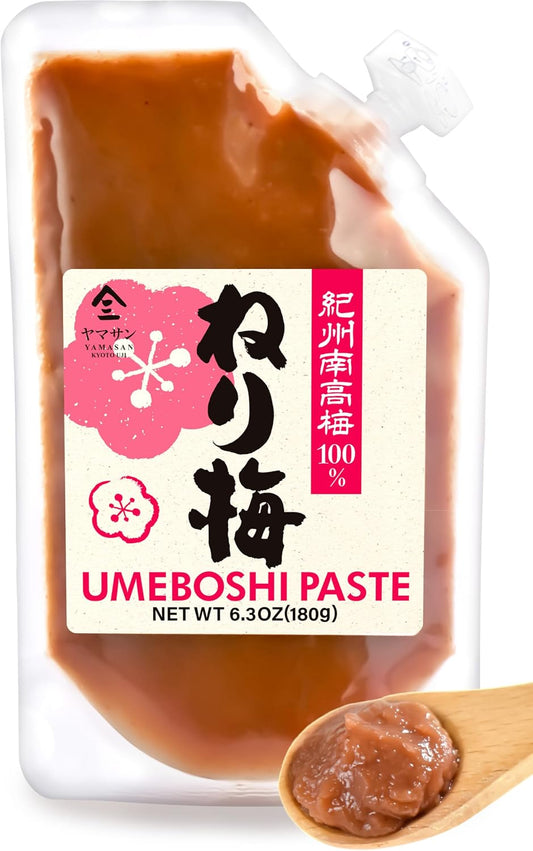 YAMASAN KYOTO UJI Umeboshi - Japanese Pickled Plums Paste, Using the Premier Brand "KISHU NANKO-UME" 100%, Vegan, Allergen & Additive-free