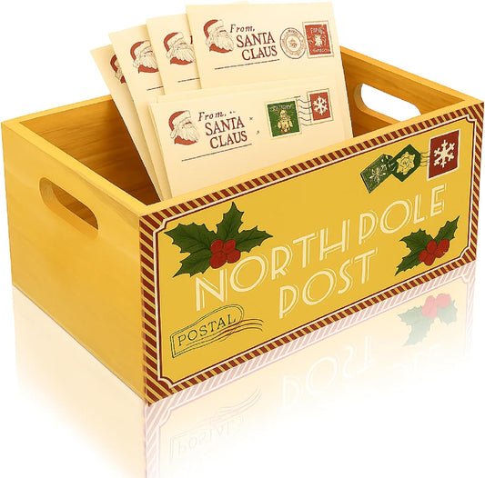 Vesici Christmas Mailbox Letters to Santa Mailbox Xmas Decorations Gift List to the North Pole Wooden Delivery Postbox for Home Room Indoor Outdoor Front Door Xmas Holiday Party