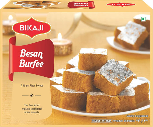 Bikaji Besan Burfi | Halwa 12 oz (340g), Traditional Gram Flour Sweets, Authentic Indian Mithai, Soft & Rich Barfi, Festive Dessert & Gifting Sweet Box, Ready-to-Eat Indian Treat