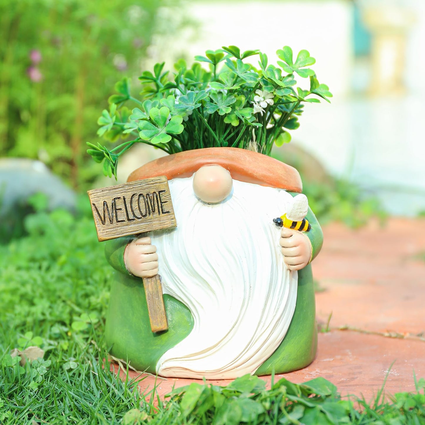 Chonsun Cute Plant Pots Small Gnome Flower Pots 4" Succulent Pot with Drainage Resin Garden Pot Planter for Indoor Outdoor"
