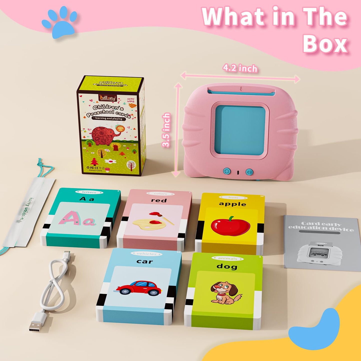 Aullsaty Toddler Toys Talking Flash Cards for 1 2 3 4 5 6 Year Old Boys and Girls, Autism Sensory Toys for Autistic Children, Learning Educational Montessori Speech Therapy 248 Sight Words Kids Gifts