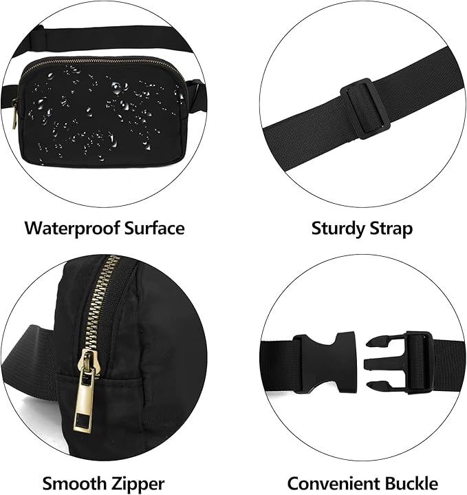 VOROLO Fanny Pack For Women And Men Crossbody Bag Belt Bag with Adjustable Strap Graduation Gifts Black