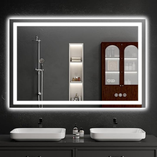 LED Bathroom Mirrors 38"x48" Bathroom Mirror with Lights for Wall, Backlit + Front Lit, 3 Colors, Anti-Fog, Dimmable Brightness for Vanity,Bathroom, Entryway, Living Room