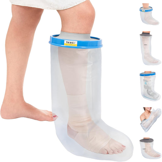 TKWC INC 100% Waterproof Leg Cast Cover for Shower – Reusable Watertight Foot Protector with Anti-Slip Bottom – Comfortable, Easy to Use