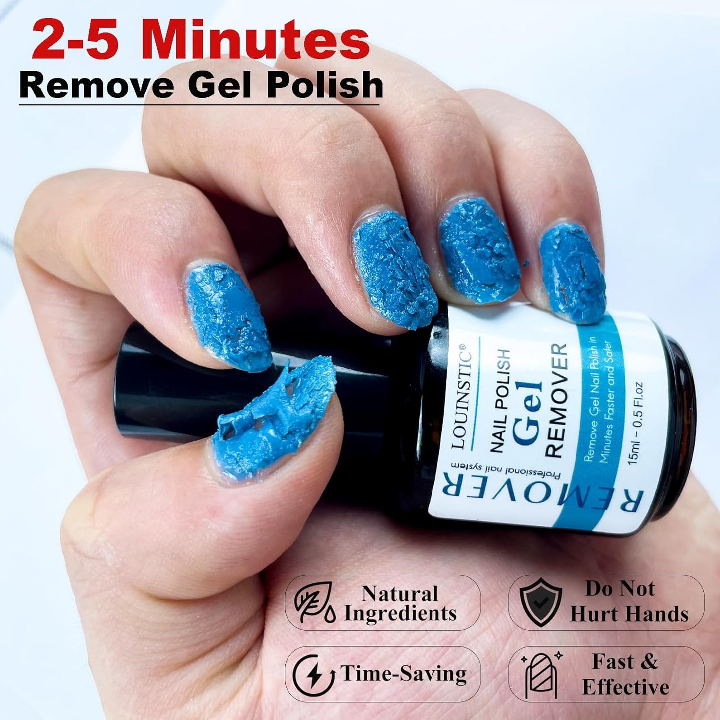 Gel Nail Polish Remover - Gel Polish Remover Kit with Cuticle Oil & Latex Tape & Colored Peel Off Manicure Tools, Gel Remover for Nails 2-5 Minutes, No Soaking,Wrapping