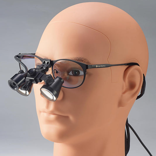 2.5X 3X 3.5X Optional Titanium Frame Binocular Dental Surgical Loupes with High Brightness Led Headlight (Working Distance:(280-380mm) S, Magnification:3X)