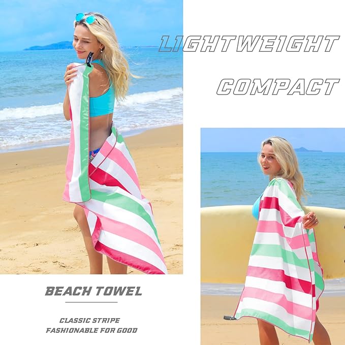 Exclusivo Mezcla Microfiber Quick Dry Beach Towel, Large Lightweight Sandfree Pool Towel for Swimming Camping Travel with Bag (Pink, 30x60 Inches)