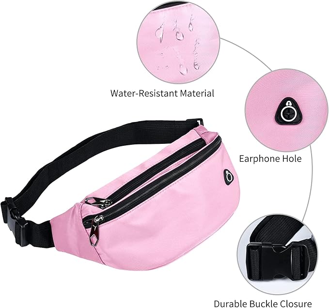 Fanny Packs for Men and Women, Waterproof Sports Waist Pack Bag for Travel Hiking Running Hands-free
