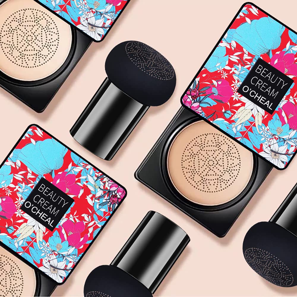 OCHEAL Mushroom Head Air Cushion BB Cream Foundation Cream for Face Makeup Concealer Cushion for Face Comestics Make Up Cushion Compact Natural