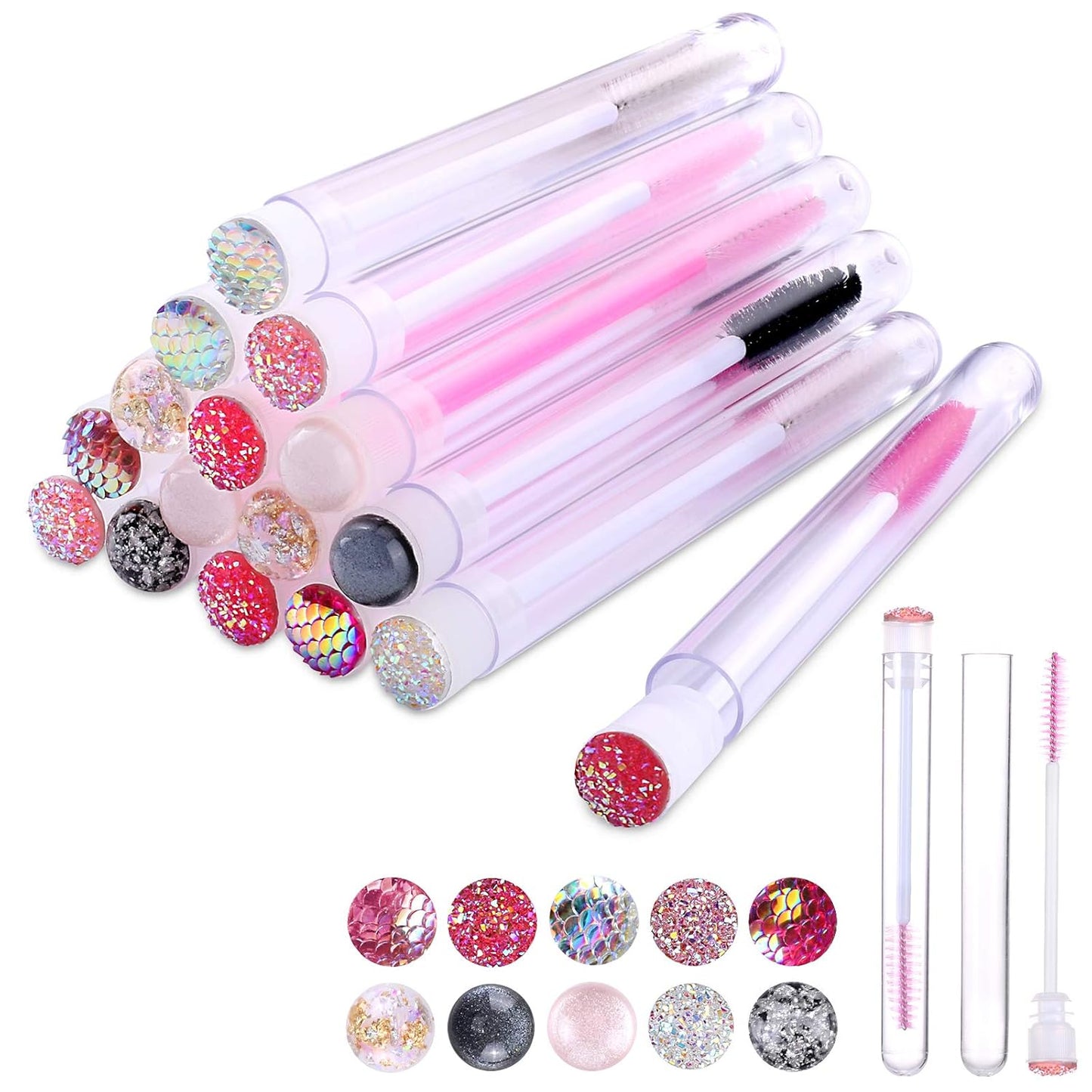 10pcs Eyelash brush Lash Wand Makeup tool Eyelash Extension supplies Cleaning brush Diamond Mascara mix color