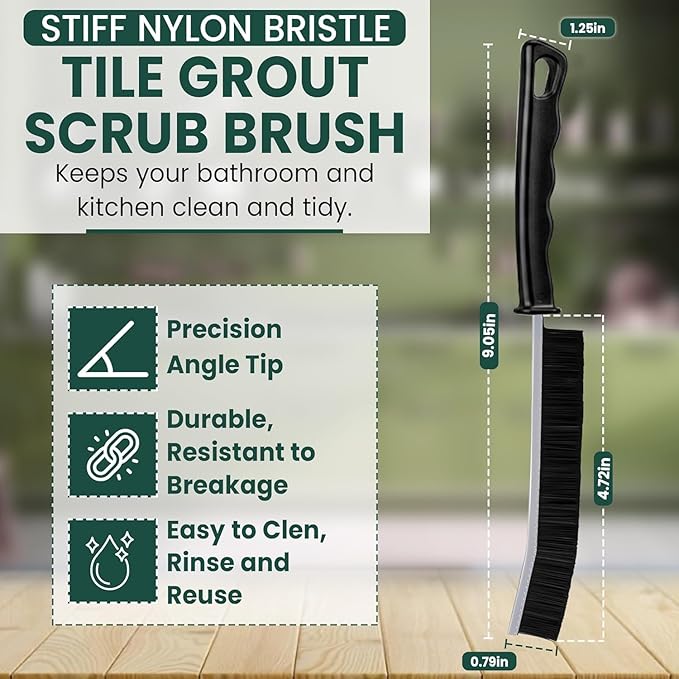Crevice Cleaning Brush Set – 6Pcs Hard Bristle Cleaning Tools for Grout, Tile Floors, Gaps & Narrow Spaces – Small Grout Scrub Brush for Cleaning Bathroom, Shower, Window Tracks, Kitchen