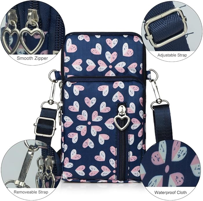 JANKS Small Crossbody Bag for Women - Mini Phone Purses with Crossbody Strap and Wallet - Nylon Arm Bag