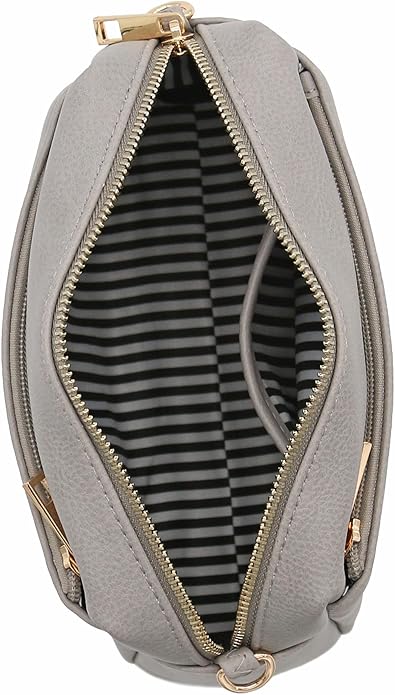 FashionPuzzle Triple Zip Small Crossbody Bag