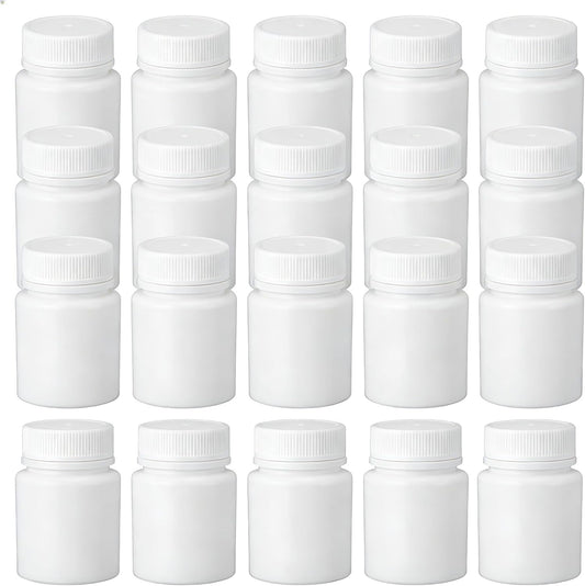 50PCS White Empty Solid Plastic Bottle Case Holder Container Vials Box with Screw Cap for Powder Sample Storage (50ml/1.67oz)