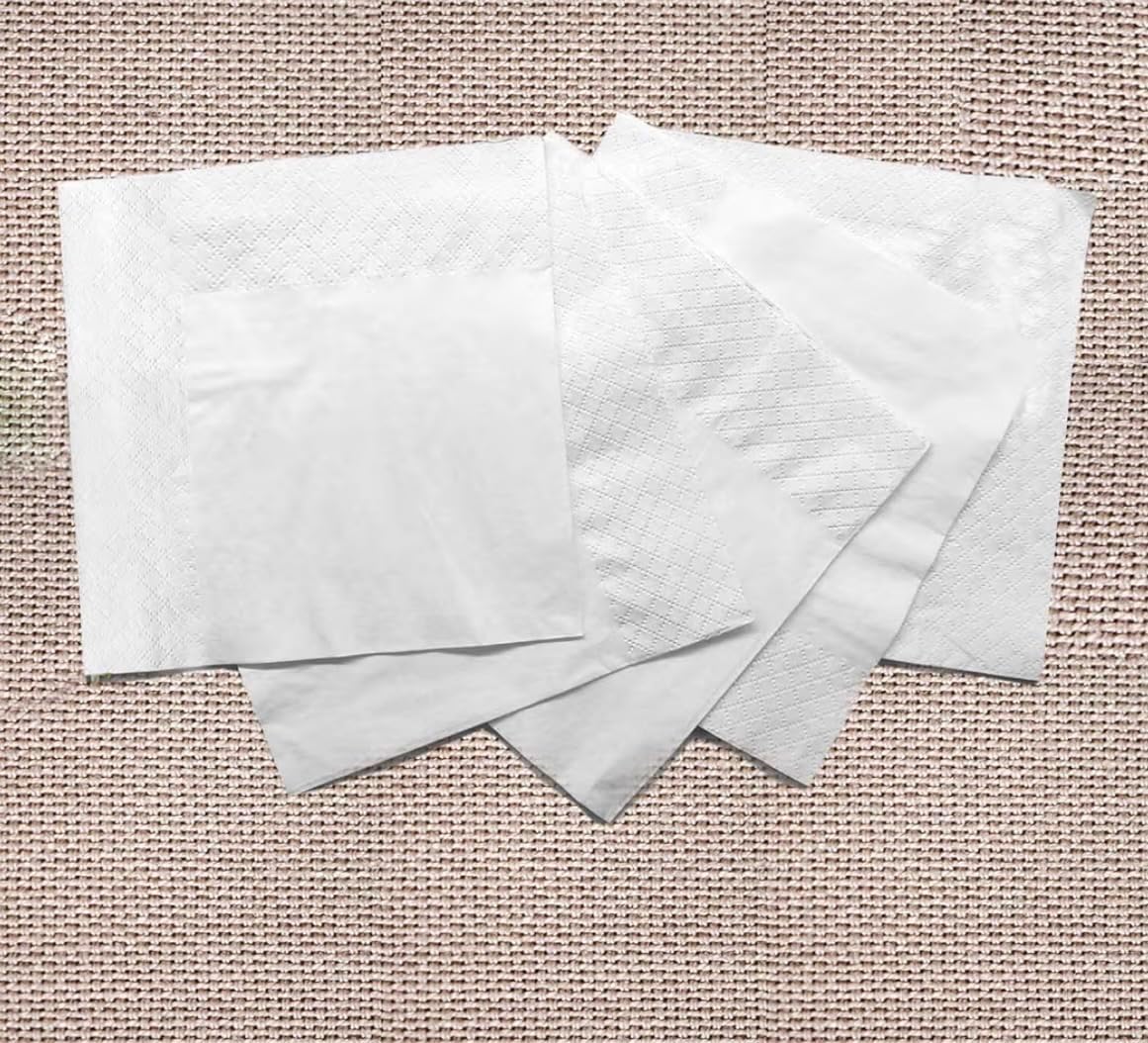1000 Count 2-Ply White Beverage Napkins – Plain, Four-Fold Disposable Paper Napkins, 4.9" x 4.9" Folded – Perfect for Parties, Cocktails, and Everyday Use