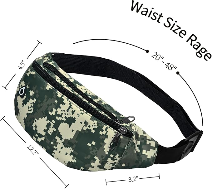 Fanny Packs for Men and Women, Waterproof Sports Waist Pack Bag for Travel Hiking Running Hands-free