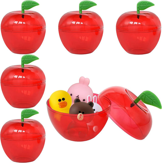 5 Pcs Large Plastic Apple Container Apple Shaped Candy Toy Gift Filled Containers for Graduation Thank You Teacher Gift, Back to School Gift, Party Favors