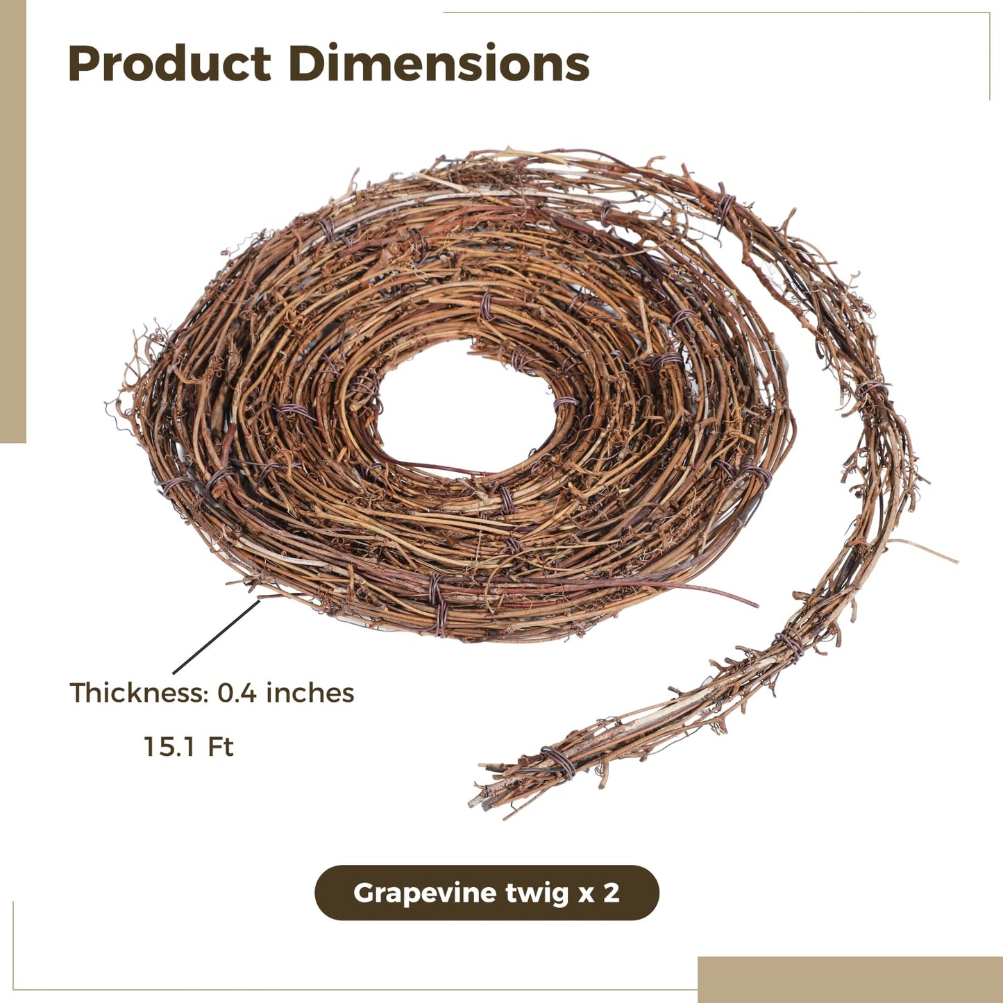 2 PCS Grapevine Garland - DIY Crafts Natural Grapevine Twig Vines, 15 Feet Vines Garland Wreaths for Wedding House Holiday Door Vase Wall Decor