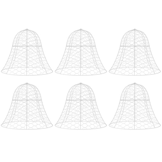 6-Pack Garden Chicken Wire Cloche, 16" x 13" – Metal Plant Protectors, Stackable Crop Cages, White, Animal Barrier for Outdoor Gardens