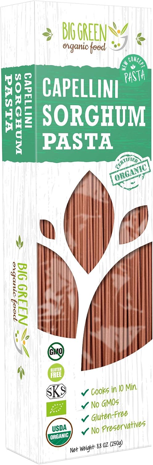 Big Green Organic Food- Organic Sorghum Capellini, 8.8oz, Gluten-Free, Non-GMO (1)
