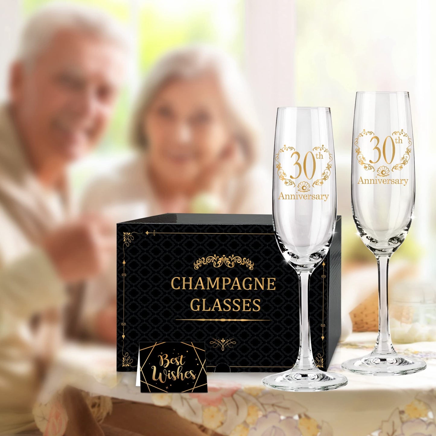 Tom Boy 30th Anniversary Champagne Flutes, 30th Wedding Anniversary Couple Gifts, Wedding Anniversary Champagne Flutes Glasses Set of 2, Couples gifts, Anniversary 30th Gifts for Parents