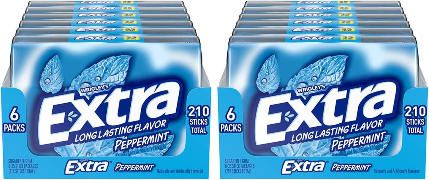 EXTRA Gum Peppermint, Sugar Free Chewing Gum Bulk Pack, (Pack of 12)