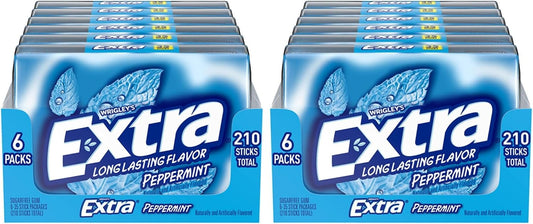 EXTRA Gum Peppermint, Sugar Free Chewing Gum Bulk Pack, (Pack of 12)