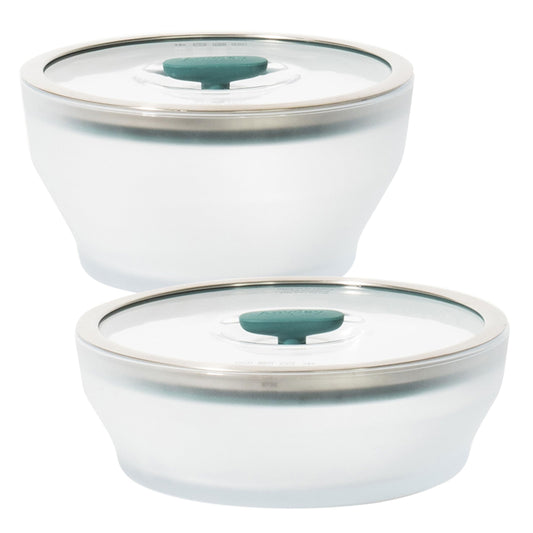 Anyday 4-Pc Microwave Cookware & Glass Food Storage Set with Glass Lids | Medium Plastic-Free Containers | Stackable Steamer with Vented Lid for Microwave-Safe Reheating & Steaming Vegetables, Rice