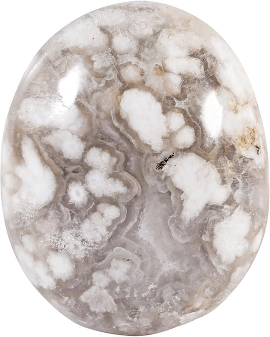 SUNYIK Irregular Cherry Blossom Palm Stone, Polished Worry Pocket Stones Massage Healing Crystal Sphere Decoration, 100g-200g
