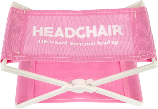HeadChair™ – Vintage Beach Lounger Headrest | Compact Folding Beach Pillow (Pink Lemonade)