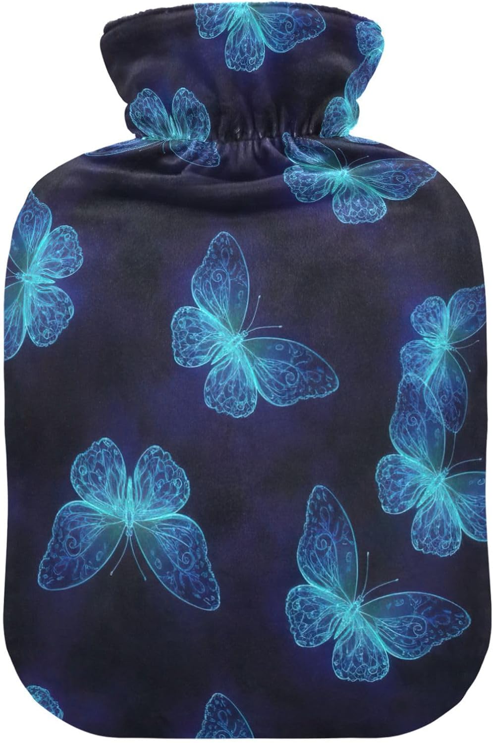 Blue Butterfly Gradients Hot Water Bottles with Soft Cover Hot Water Bag for Neck and Shoulder Pain Relief Small