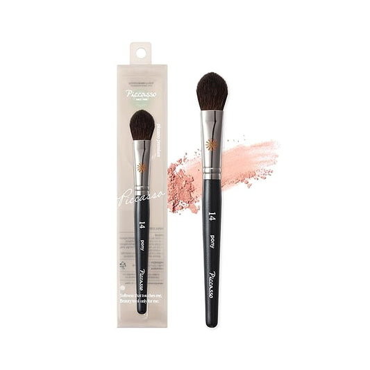 Piccasso PONY14 Makeup Brushâ Soft Tapered Blush & Highlighter Applicator for Face Makeup, Fluffy Powder Finish with Soft Hair, Small Size for Precision, Professional Korean Beauty Essential