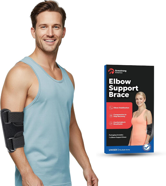 Elbow Brace For Tendonitis l Tennis Elbow Brace | Cubital Tunnel Brace Support for Sleeping | Arm Support & Compression Sleeve Immobilizer for Ulnar Nerve Pain Relief | Women & Men (XL)