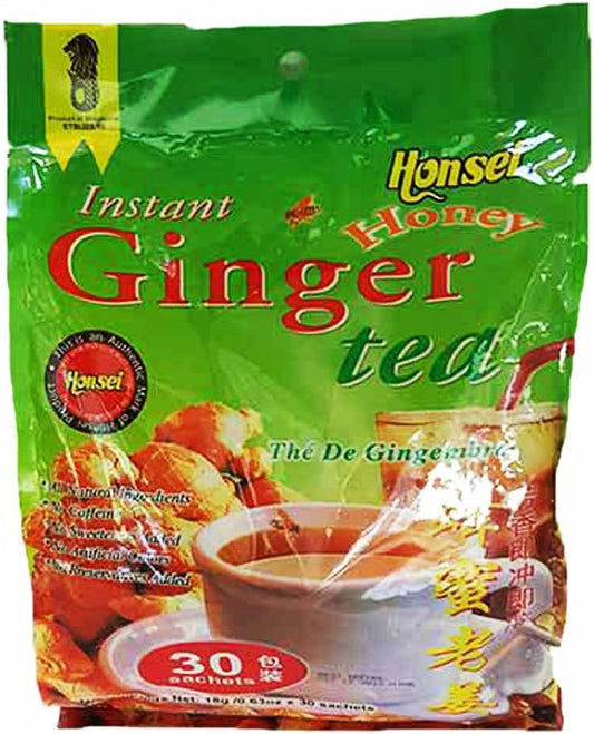 Honsei Instant Ginger Honey Tea (30 Sachets) 18G/0.63oz- Product of Singapore