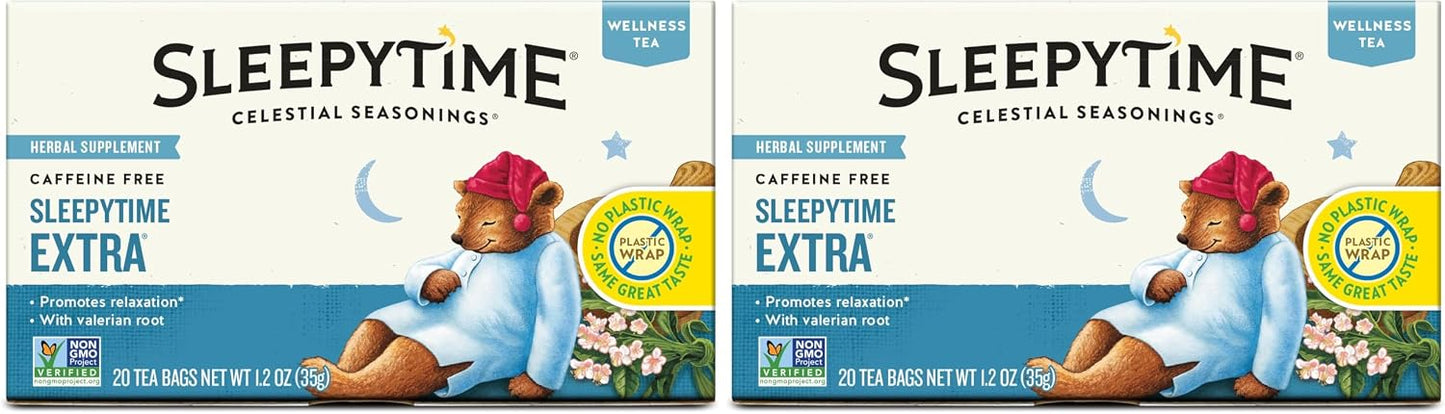 Celestial Seasonings Sleepytime Extra Herbal Tea, 20 Tea Bags Box (Pack of 2)