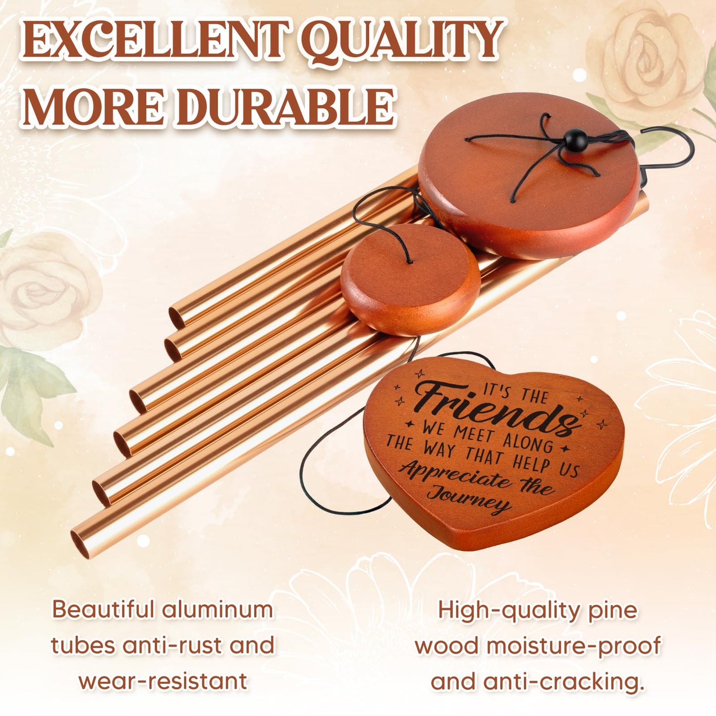 Best Friend Birthday Gifts for Women, Unique Friendship Gifts for Women, Ideas Wind Chimes for BFF, Soul Sister, Unique Outdoor Garden Decor for Female 25.6" Wind Chime