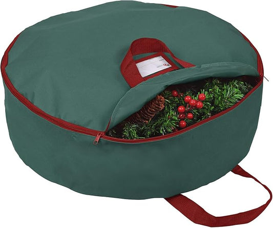 Primode Heavy Duty Christmas Wreath Storage Bag 48" - Handles Made Of Durable 600D Oxford Polyester Material Storage Bag Extra Large 48â Holiday Wreaths Container (Green)