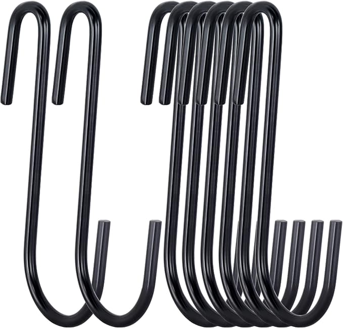 ESFUN 30 Pack 3 inch Heavy Duty S Hooks Black Pan Pot Holder Rack Hooks S Shaped Hanging Hooks Hangers for Kitchenware Spoons Pans Pots Utensils Clothes Bags Towels Plants