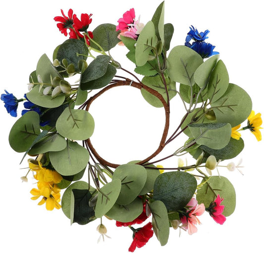 Zerodeko Eucalyptus Wreath, Candle Ring, Wedding Centerpieces for Tables, Candle Wreaths for Easter Decorations, Seasonal Home Decoration (Random Color)