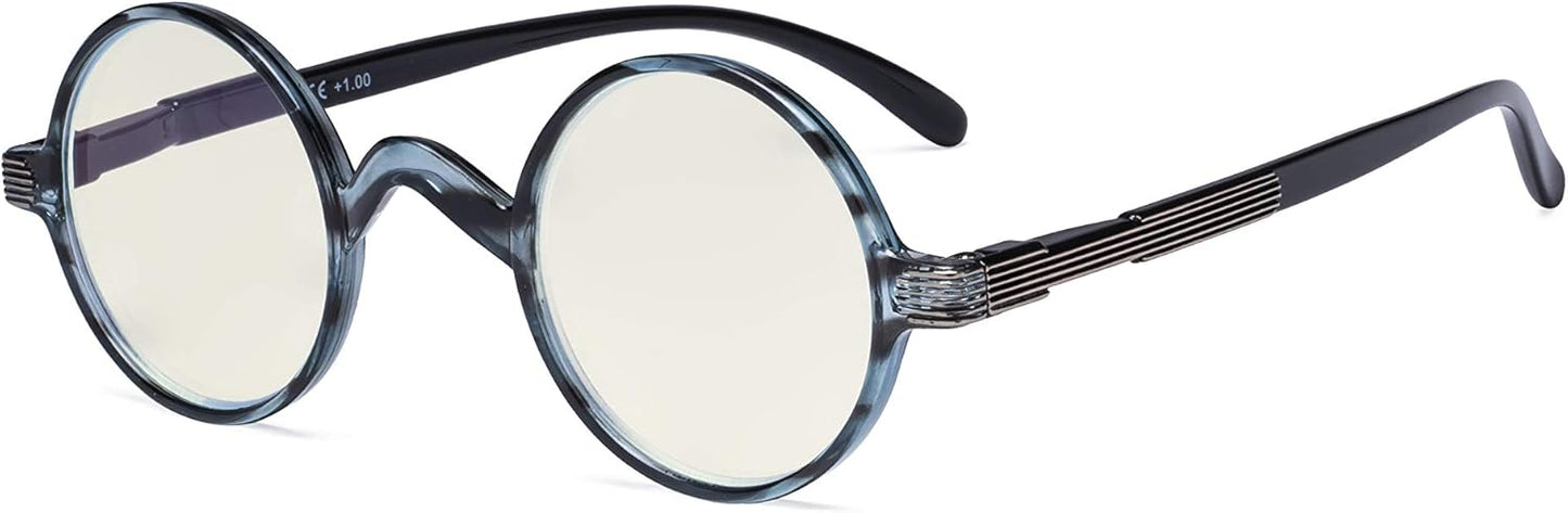 Eyekepper Round Blue Light Filter Glasses Women Men - Blocking UV Ray Anti Screen Glare Computer Readers - Blue/Tortoise +3.00