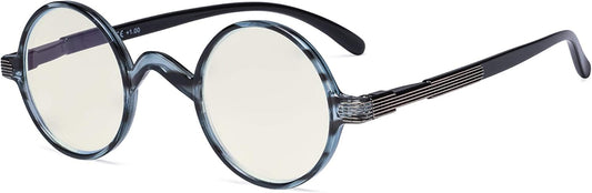Eyekepper Round Blue Light Filter Glasses Women Men - Blocking UV Ray Anti Screen Glare Computer Readers - Blue/Tortoise +3.00