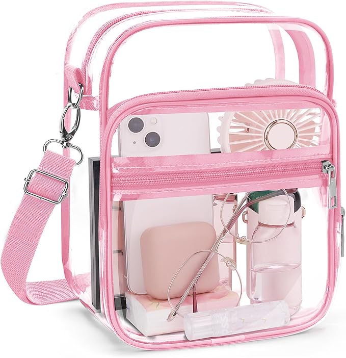 Blvornl Clear Crossbody Bag with Adjustable Shoulder Strap, Stadium Approved PVC Purse Bag, Messenger Bag