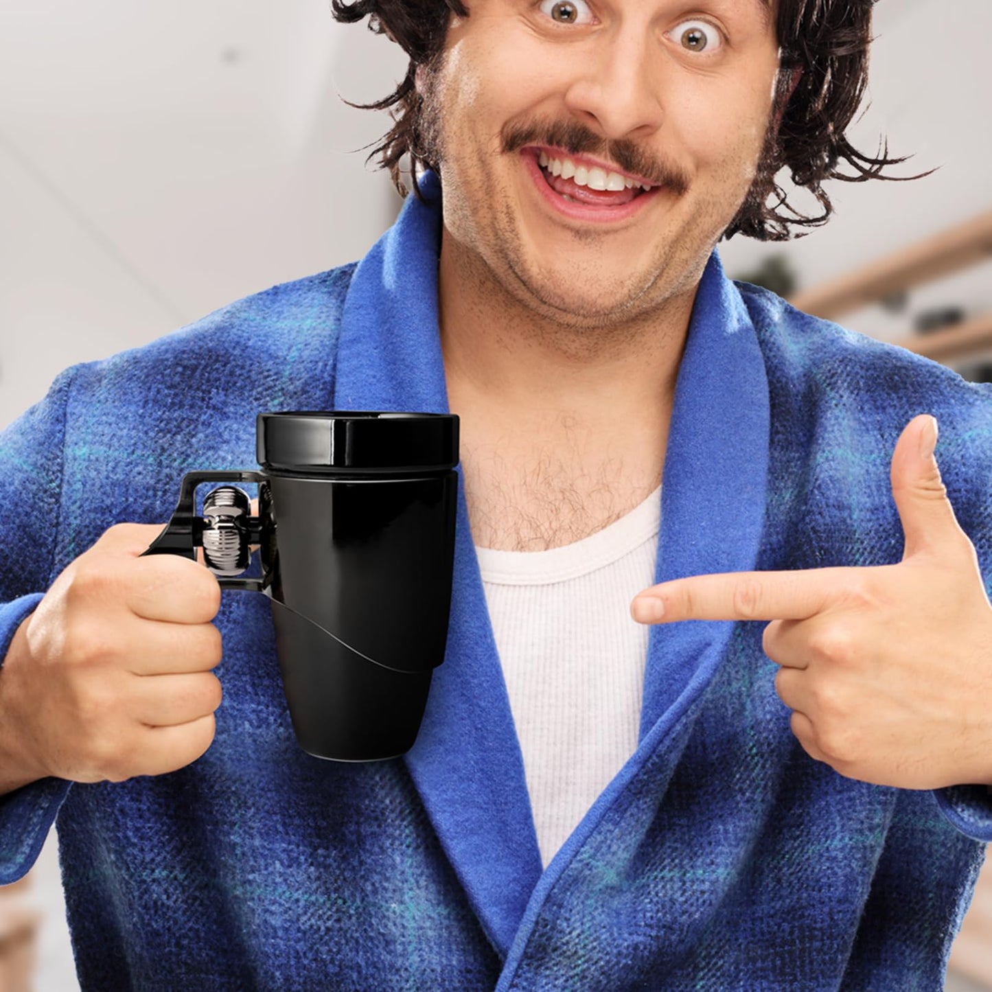 VIREESR Novelty Coffee Mugs for Men, Ceramic Funny Gun Cup, Revolver Mugs, Birthday Gifts for Father, Black Cool Unique Coffee Mug for Men, Fathers Day Dad Gifts(16 oz BLACK)