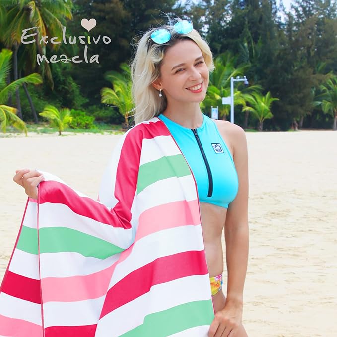 Exclusivo Mezcla Microfiber Quick Dry Beach Towel, Large Lightweight Sandfree Pool Towel for Swimming Camping Travel with Bag (Pink, 30x60 Inches)