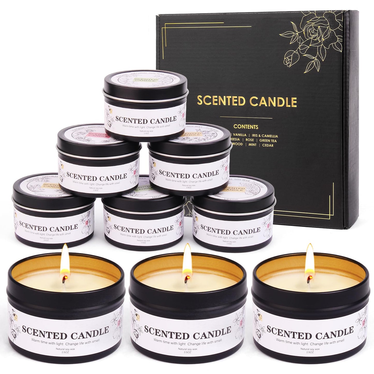 9 Pack Scented Candles Gift for Women and Men, Aromatherapy Candle Set for Home Scented, Small Candle Gift Set Basket for Boyfriend dad him Friend boss Mother Birthday Christmas Thanksgiving