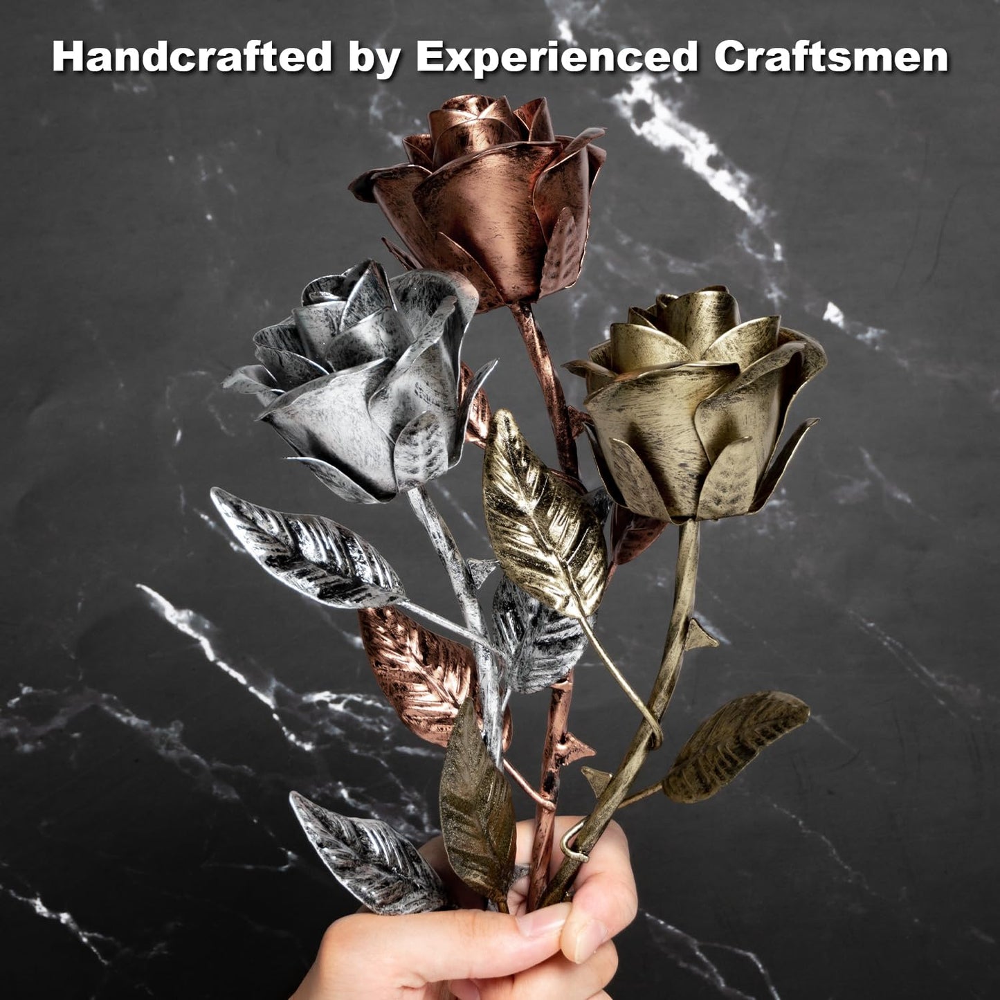 8 Year Anniversary Bronze Gift for Her - Metal Rose Gifts 8th Wedding Anniversary 19th 19 Year for Him Wife Husband Couples, Everlasting Rose Handcrafted Flower Stained Eternal Artwork Home Decor