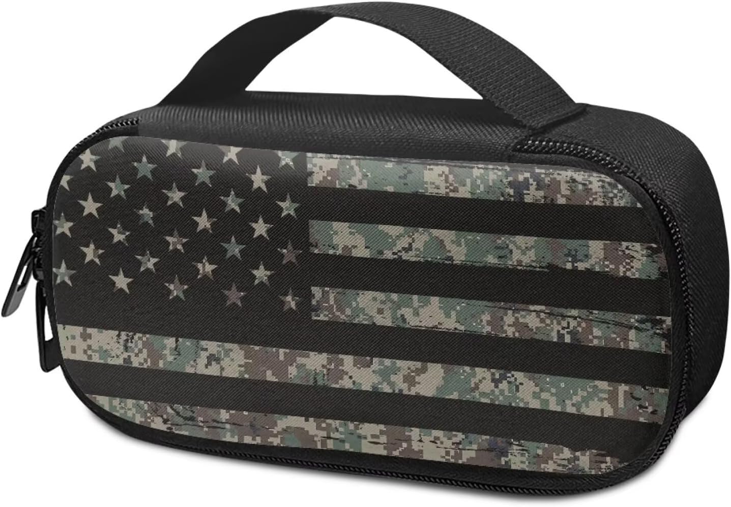 Rnyleeg American Flag Diabetic Bags for Supplies Army Green Camo Insulin Cooler Travel Case Portable Diabetic Travel Case for Insulin Pens Diabetes Supply Case with Handle